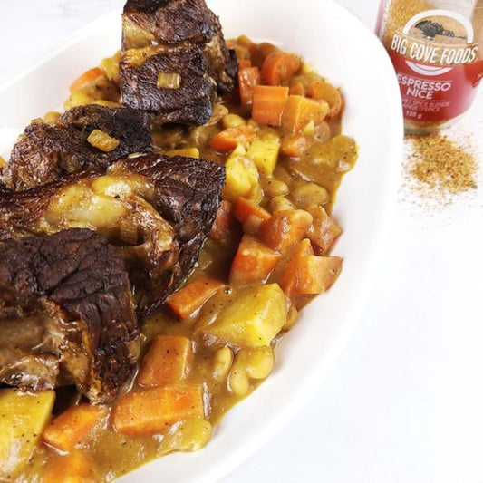 Espresso Braised Beef with White Bean Stew