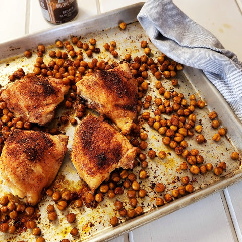 Sheet Pan Chicken with Red Rub and Chickpeas