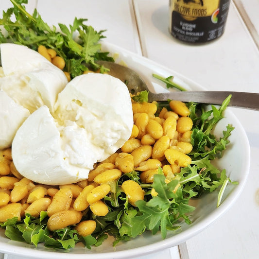 Lemon Braised White Beans and Burrata