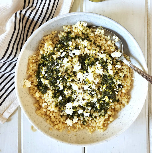 nIsraeli Couscous with Green Egyptian Summer Dressing