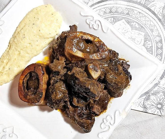 Braised Beef Shank with Espresso Nice Mushroom Sauce