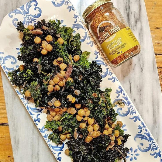 Braised Kale + Chickpea with Egyptian Summer