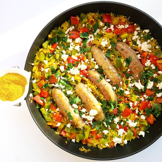 One Pot Rice, Peppers and Sausage